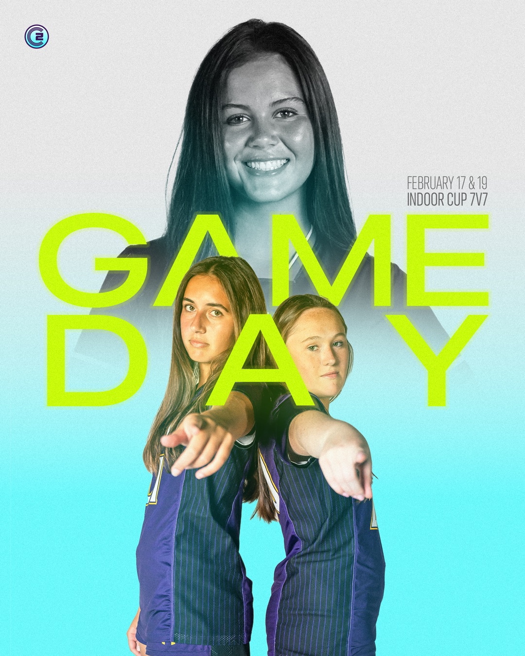 Game-day social media graphic with athlete photo and matchup branding