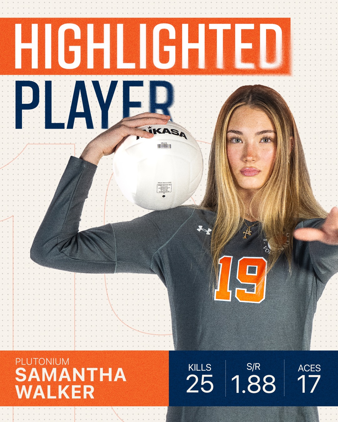 Highlighted player social media graphic spotlighting an athlete with stats